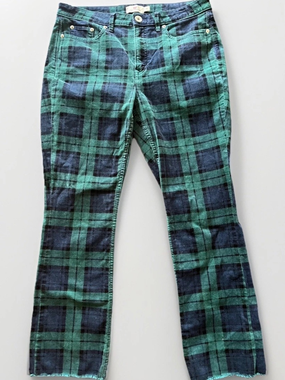 Vineyard Vines Blackwatch Tartan Plaid Corduroy High Rise Kick Flare Pants 30